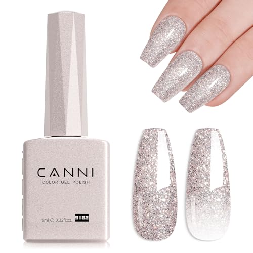 Image of CANNI 9ml Rose Grey Glitter Gel Nail Polish High Gloss UV LED Soak Off Gel