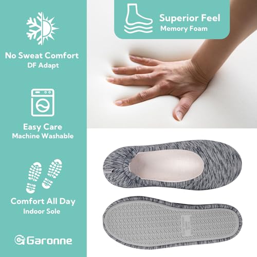 Garonne Women's Ballerina Slippers with Memory Foam and Rubber Sole, Ladies' Non-Slip House Shoes for Bedroom Indoor4