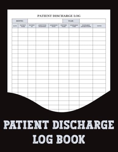 Patient Discharge Log Book: This logbook helps healthcare staff maintain accurate discharge records, capturing patient names, dates, and times.