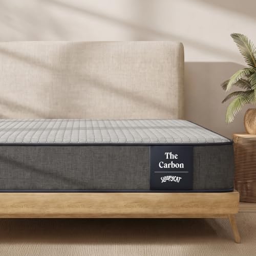 Image of SleepyCat Carbon Mattress | Charcoal-Infused Foam | King Size 78x72 inch, 5.0 inch Thick | Medium Firm | Carbon