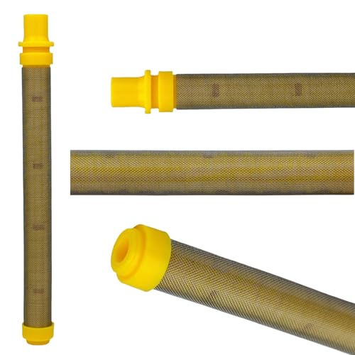 Image of 15 Pack 100 Mesh Spray Gun Filter for Titan Wagner SprayTECH, Yellow | Fits for Titan 581-062, Wagner 0089959, SprayTECH 0515220; 4 inch yellow 100 mesh push-on filters, 15 pack.
