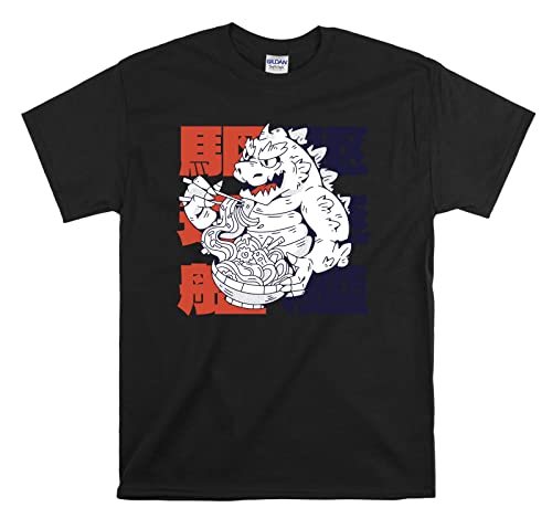 T-shirt Monster Dinosaur Ramen fini les hauts inconfortables adoptez le style noir XL