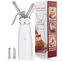 Professioneller Sahnespender, langlebige 0,5L Sahnesiphon, kompatibel mit allen Marken von 8-Gramm-N2O-Patronen - nicht enthalten (weiß)