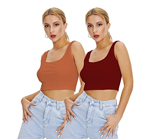 Image of Shasmi Women Crop Top, Ribbed, Stylish Tank Top, Soft and Comfy Fabric has Some Stretch