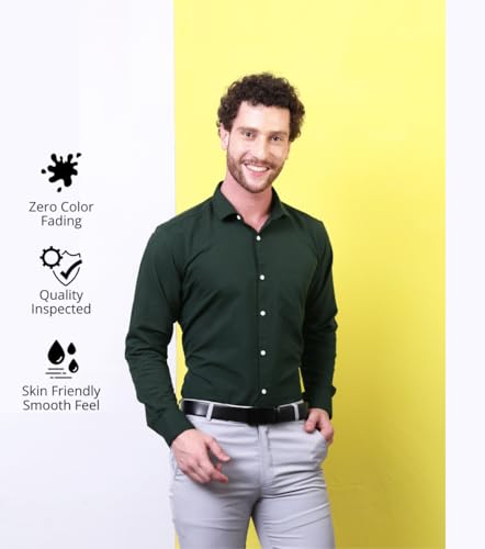 Image of CONTRARY Men's Pure Cotton Solid Stylish Casual & Formal Wear Shirt | Stylish Regular Fit Full Sleeve Comfortable Office Party Trendy Shirt - Multi Color