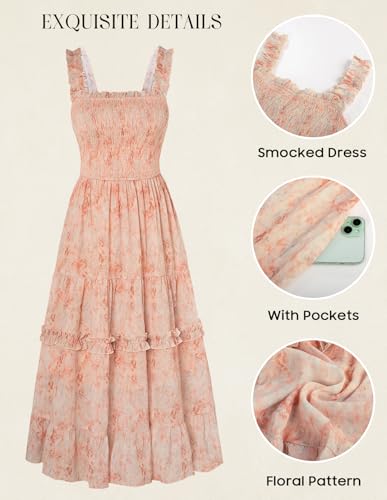 Image of Scarlet Darkness Floral Dress for Women 2026 Flowy Sundress Smocked Cottagecore Dresses