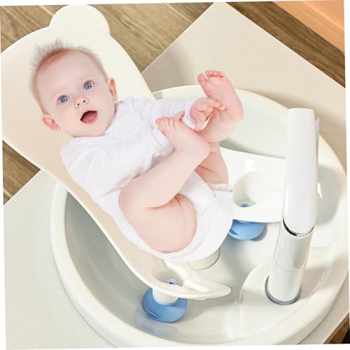 Baignoire pour bébé avec ventouse et support de fesses blanc en PP - 5
