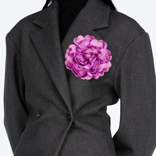 Image of CSIYANJRY99 Dainty Feather & Rose Flower Large Brooch Lapel Pins Delicate Elegant Handmade Flower Brooches Pin Classic for Wedding Party Dance Banquet for Women Dress Suit Ceremony Clothes Accessories Jewelry Valentine's Day Gifts