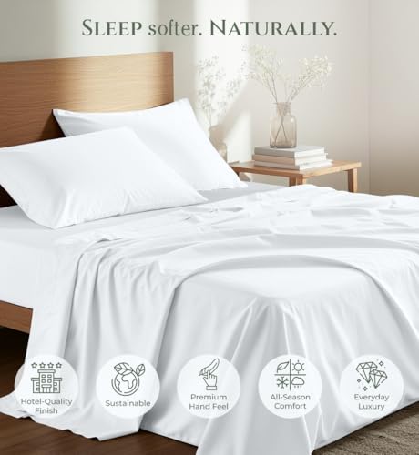 Image of Royale Linens 100% Organic Cotton King Size Flat Sheet Only - Percale Top Sheets - King Flat Sheet Sold Separately - Lightweight & Super Soft 100% Cotton White Bed Sheets Only (105 inch x 102 inch, White)