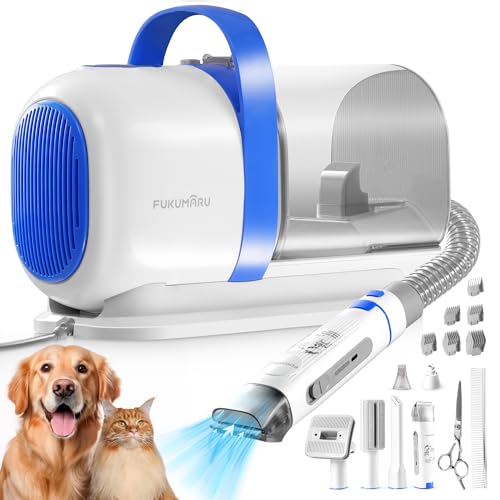 Hundeschermaschine mit Staubsauger, 12000 Pa Saugt 99.99% der Tierhaare, Leise Schermaschine für Hunde Katzen,,Hundehaarschneidemaschine mit 6 Pflegewerkzeugen, 2L Staubbehälter