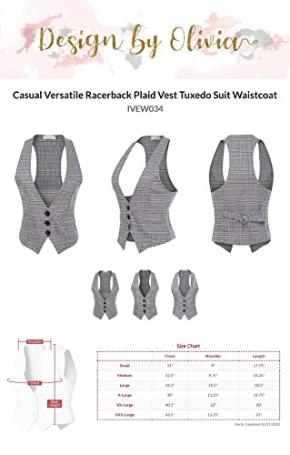 Design by Olivia Women's Racerback Plaid Vest Tuxedo Suit Waistcoat Brown Plaid 2XL - Thumbnail 6