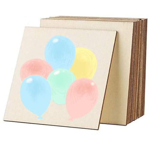 25 piezas Madera Contrachapada 10cm Rebanada de Madera Cuadrada Posavasos Madera 3mm Tableros Madera para Pirograbado, Dibujo, Corte por Laser, Modelado, Calado