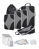 BAGSMART Compression Packing Cubes for Travel, Compressible Luggage Organizer for Cruise Ship, Lightweight Travel Essentials 14-Pack 1L+2M+2S+1laundryBag+1shoe bags+1toiletry bag+6plastic bags