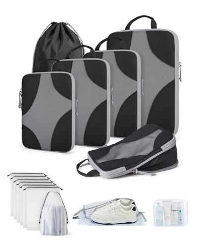 Bagsmart Compression Packing Cubes (03-Black, 14 Set)