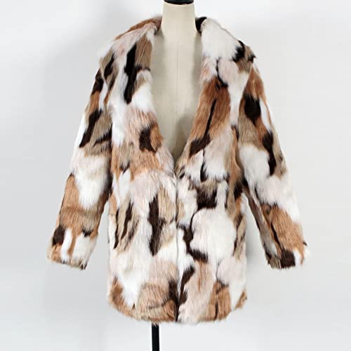 Symoid Women's Faux Fur Coat Leopard Fashion Fleece Sherpa Jackets Lapel Open Front Fuzzy Warm Winter Outdoor Streetwear #TOP7