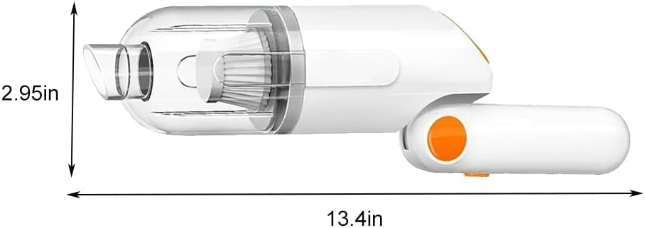 Diagram showing the dimensions of the OUGETHER Handheld Vacuum Cleaner: 13.4 inches long and 2.95 inches wide.