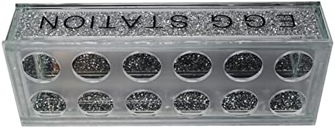 Amazing Gift Chicken Coop Egg Tray - Rustic Glass Egg Holder For Eggs Usable in Kitchen Ornament or Countertop for Display or Storage - Easy to Clean -12PCS egg Holder- Silver