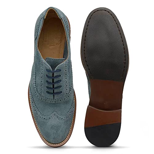 Sapato Oxford Feminino Couro Cadarço Confortável Dia a Dia Azul 33