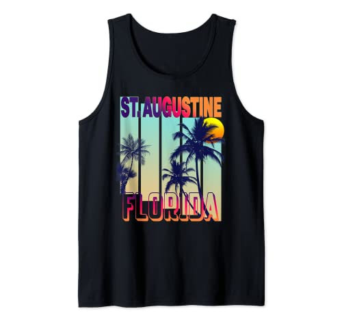 Palmera retro estilo vintage de San Agustín Camiseta sin Mangas