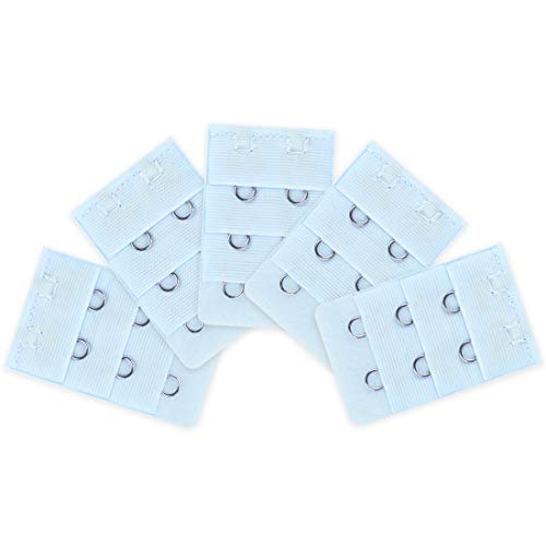 Allegra K 5 Pcs 2 Hook 3 Row Underwear Bra Strap Extension for Lady Light Blue One Size