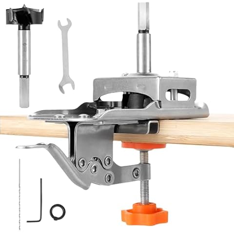 Fizocosisto Concealed Door Hinge Jig 35mm Stainless Steel Locking Cabinet Hinge Jig Accurate Hinge Drilling Jig Guide Adjustable Puncher Locator Hole Drilling Positioning Tool for Cabinet US Cover