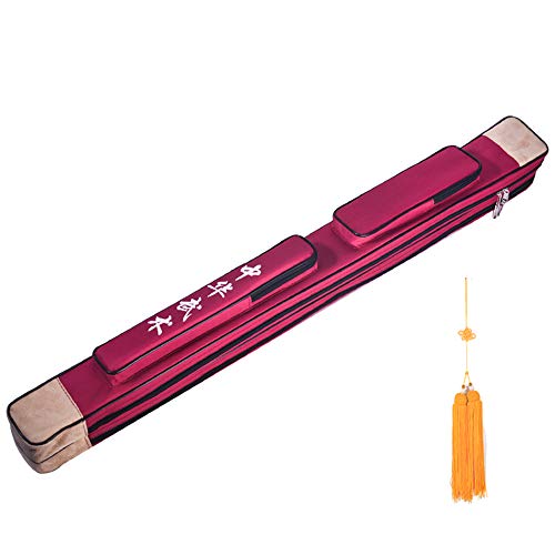 Taiji svärdväska, Jiansui Tofs Turn Plysch Dubbellager Oxford Duk Multifunktion, Röd (Color : Red)