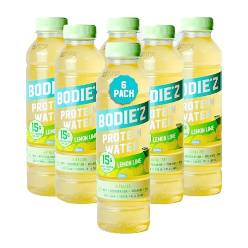 BODIE’Z Vitalise 15g Whey Protein Water - Pre-Mixed Protein Powder Drink, Less than 1g Sugar Fat and Carbs, 11 Vitamins and Minerals, Refreshing Supplement for Post Workout, 500ml Lemon Lime 6 Pack