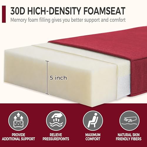 Image of Art Leon Waterproof Outdoor Seat Cushion 24 inchx 24 inch 30D High Density Foam Patio Chair Cushions with Non-Slip Backing Patio Cushions for Patio Furniture Porch Swing Garden Bench Camping Stadium Red