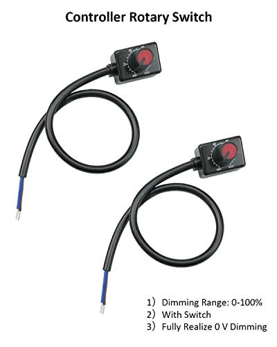Dc 0/1-10V Knob Led Dimmer, Mini Controller Rotary Switch Low Voltage Passive Dimmer Pwm Dimming For 0-10V Or 1-10V Dimmable Electronic Led Driver, 2Packs #TOP3