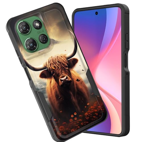 CICPLKSE for Moto G Stylus 5G 2025 Case,Dual Layer Heavy Duty Hybrid Shockproof Hard PC Soft Silicone TPU Bumper Protective Cover Case for Motorola Moto G Stylus 5G 2025,Cute Highland Cow