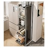 Carrito de almacenamiento delgado con ruedas para baño y lavandería, cesta extraíble, estante para especias de 40 x 36 x 163 cm, solución de almacenamiento móvil para espacios pequeños