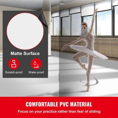 Happybuy Dance Floor, 6.6x23ft Reversible PVC Vinyl Dance Floor Roll, 0.06in Thick, Black/White, Portable Non-Slip Dance Flooring for Ballet, Jazz, Pop, Lyrical Dance Styles