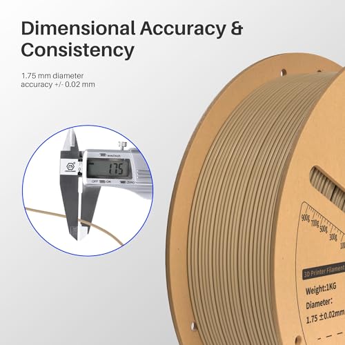Image of ELEGOO Wood PLA Filament 1.75mm 1KG, Real Wood Fibers Filled 3D Printer Filament Dimensional Accuracy + /- 0.02mm, 1kg Spool(2.2lbs) Fits for Most FDM 3D Printers