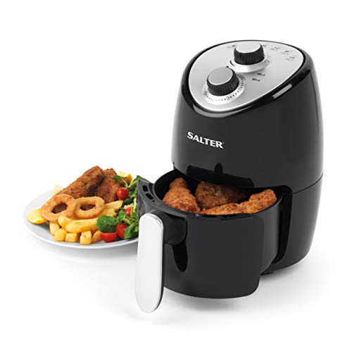 Salter EK2817 2L Compact Air Fryer – Hot Air Circulation, Removable Non-Stick Cooking Rack, Adjustable Temperature Up To 200°C, 30 Minute Timer, 1000W, Small & Single Person Household