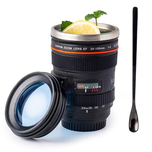 El Mejor Listado de Termo Lente de Camara disponible en línea para comprar. 45 Taza de café con lente de cámara, taza de café de viaje, taza de lente de acero inoxidable, taza de lente de cámara con tapa y cuchara, para