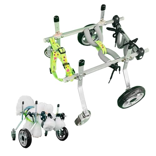 Hunderollstuhl Hunde-/ Katzenrollstuhl für Die Hinterbeine, 4-rädriger Hundefahrradanhänger aus Metall, Kleiner Hundewagen Zur Wiederherstellung Der Mobilität des Hundes Bei Arthritis Der Vorderbeine