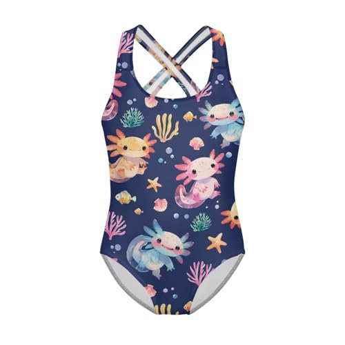 Image of One Piece Swimsuit for Girls Kids Quick Dry Bathing Suit with Crossback Strap Summer Beach Swimwear Size 5T-14