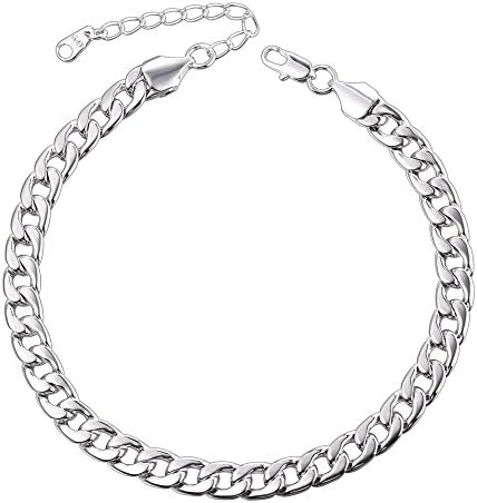 U7 Classical Foot Chain Ankle Bracelet for Women Teenage Girls, Length Resizable 8.5-10.5 Inch, Cuban/Figaro/Mariner/Rounded Box/Wheat/Twist Link Chain Types, Gold/Black Plated/Stainless Steel Silver Anklet Jewellery, Send Gift Box