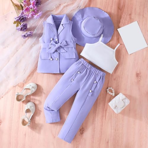 Conjunto elegante para niñas con pantalones largos Genérico 2027 de alta sastrería infantil 3