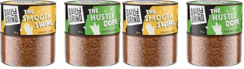Image of DAILYGRIND Caramel & Hazelnut Flavour Instant Coffee Powder 50g Each | Freeze-Dried Pure Arabica Coffee Granules |For Mochas, Espresso, Cappuccino, Latte, Frappes | Hot & Cold Coffee (50 Cups)