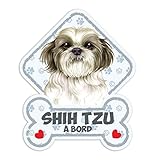 power gift Shih TZU Panneau pour Pare-Brise avec Ventouse– Mon Chien est à Bord. Plaque signalétique pour Tous Type véhicule. Chien à Bord, en Ballade, on Tour.