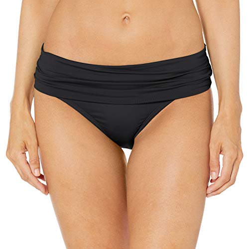 La Blanca Women's Island Goddess Shirred Band Hipster Bikini Swimsuit Bottom, Black, 16