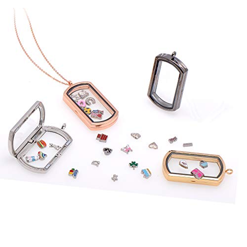 Paialco Magnetic Rectangle Glass Window Floating Locket Pendant Necklace2