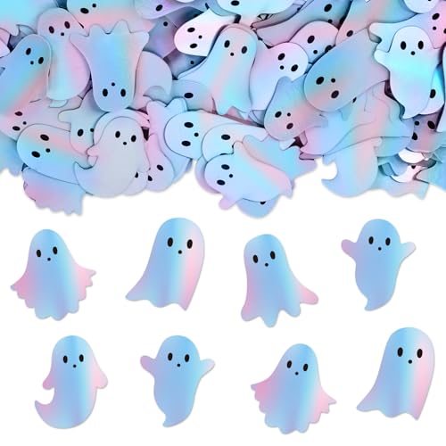 Whaline 300Pcs Halloween Table Confetti Color-Changing Holographic Ghost Table Centerpieces for Holiday Party Supplies