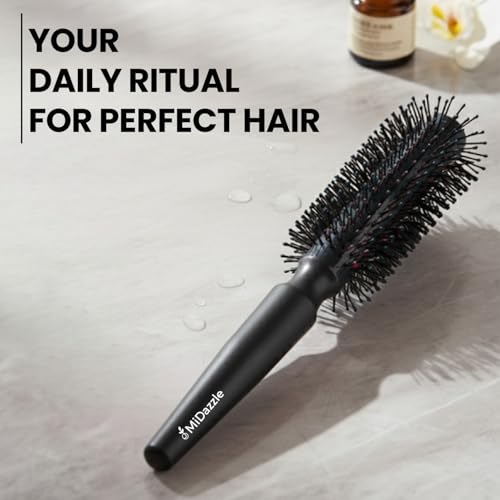 Image of Midazzle Round Hair Brush for Adding Curls, Volume & Waves in Hair | Styling, Detangling and Grooming for Men and Women | Reduces Hair Breakage and Promotes Hair Growth | Best Hair Brush for All Hair Types (MIHB0040)