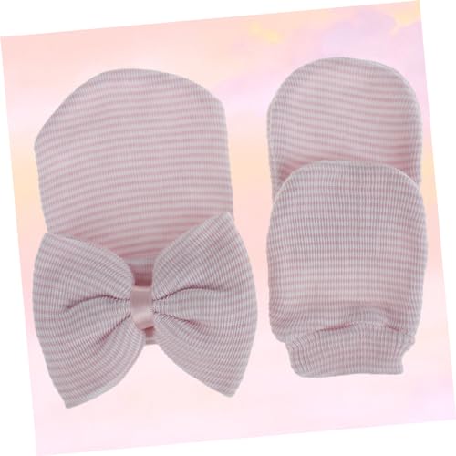 Didiseaon Newborn Baby Girl Hat Set Knit Cap Glove Bowknot Decorative Hat Soft Yarn Material Baby's Fashion Accessory3