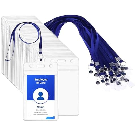 RexID ID Badge Holder with Clip Badge Reels Clear Plastic Name Tag Badge ID Card Name Tags (25 Pcs (Vertical), Black) Cover