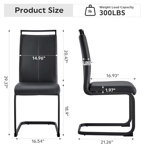 Image of Baysitone Modern Dining Chairs Set of 8, Side Dining Room with Black Frame, Kitchen Faux Leather Padded Seat High Back, for Dining Room,Kitchen, Living Black Black With Black Leg