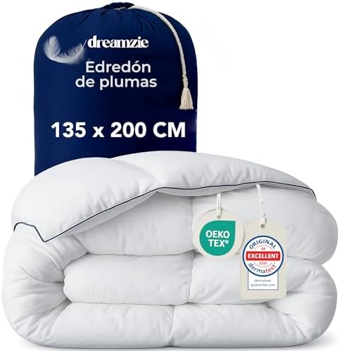 Dreamzie - Edredón de Plumas Ultracómodo Nordico Cama 135 - Duvet...