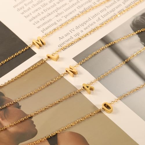 image for JNZSSWHJJH Dainty Gold Initial Necklace for Women, Gold Letter Tiny A 